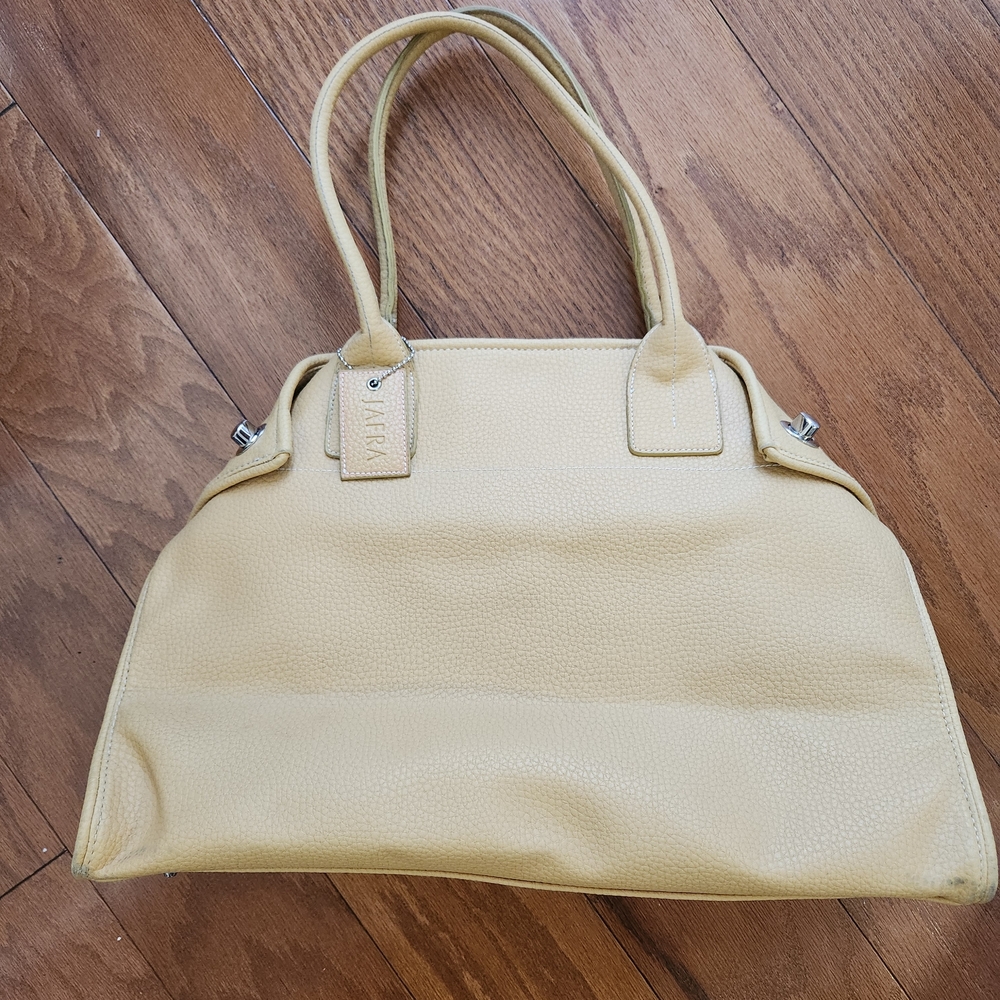 JAFRA Pale Yellow/Buttercream Tote Satchel Style Bag With 5 Inner Pockets